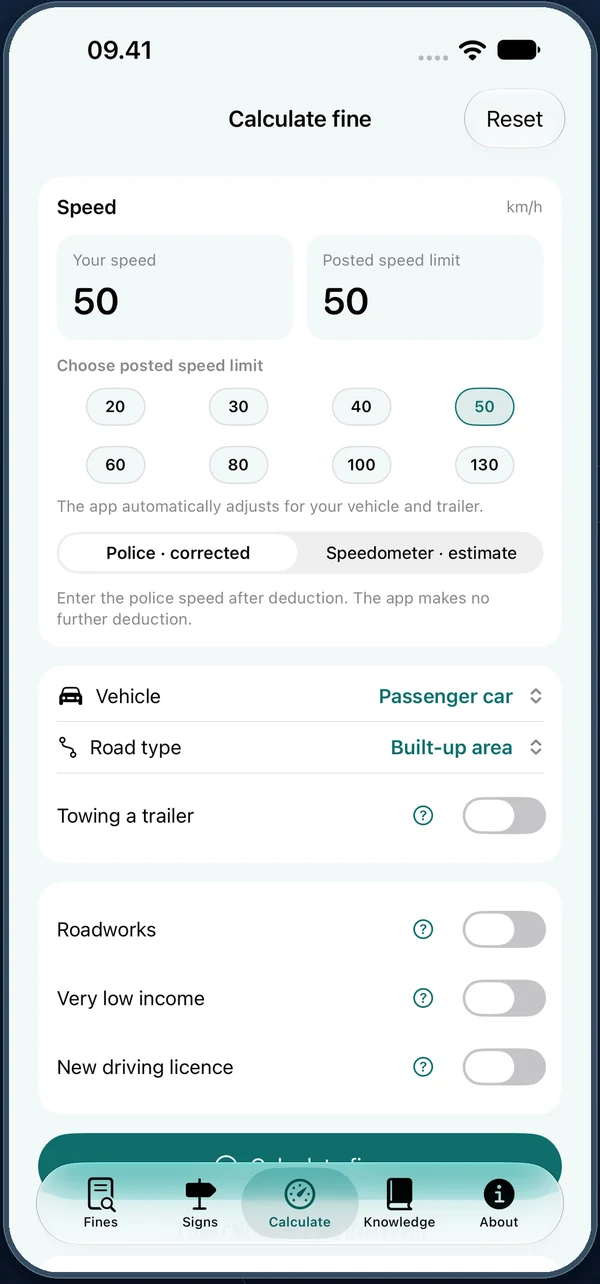 The FartTakster calculator on iPhone